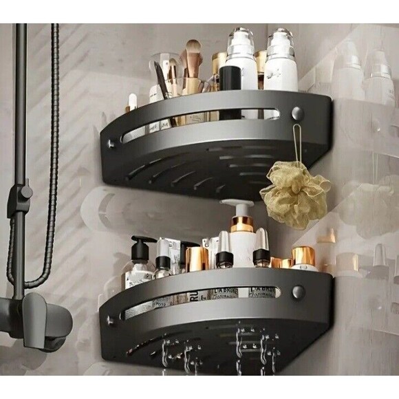 2 PCS (Shower Shelves)-(Bathroom Storage Rack)-(Plastic)-(Black)-(New)-$15.00 - Picture 9 of 11